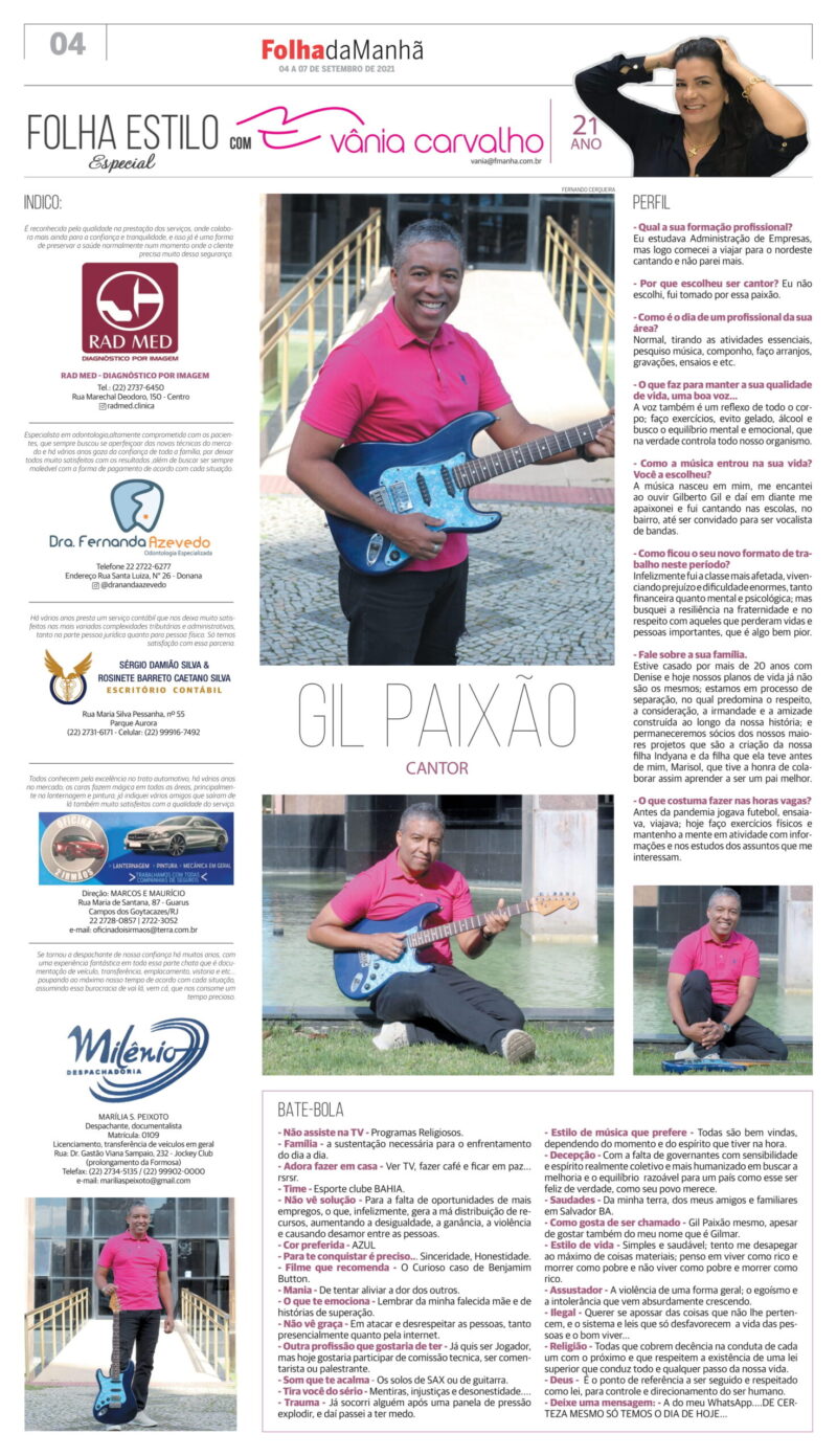 Entrevista com o cantor Gil Paixão