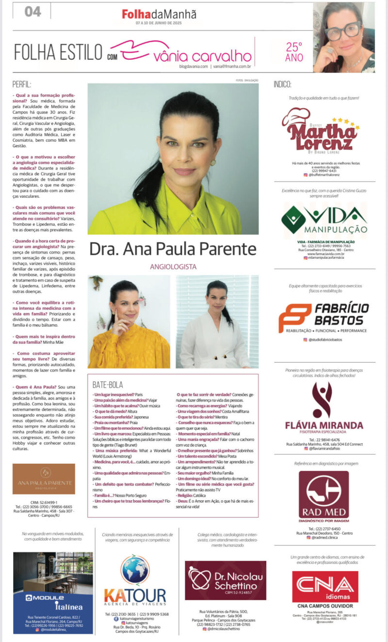 Ana Paula Parente Angiologista Especialista em Varizes e Lipedema
