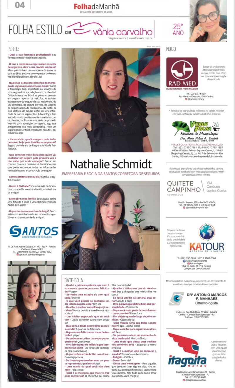 Santos Corretora de Seguros: a visão empreendedora de Nathalie Schmidt